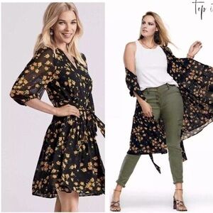 Cabi Debut Dress Fiesta Floral 3/4 Sleeve‎ Wrap